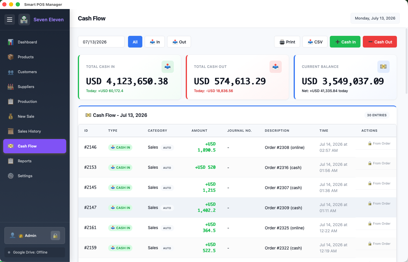 Comprehensive Cash Flow screenshot 1