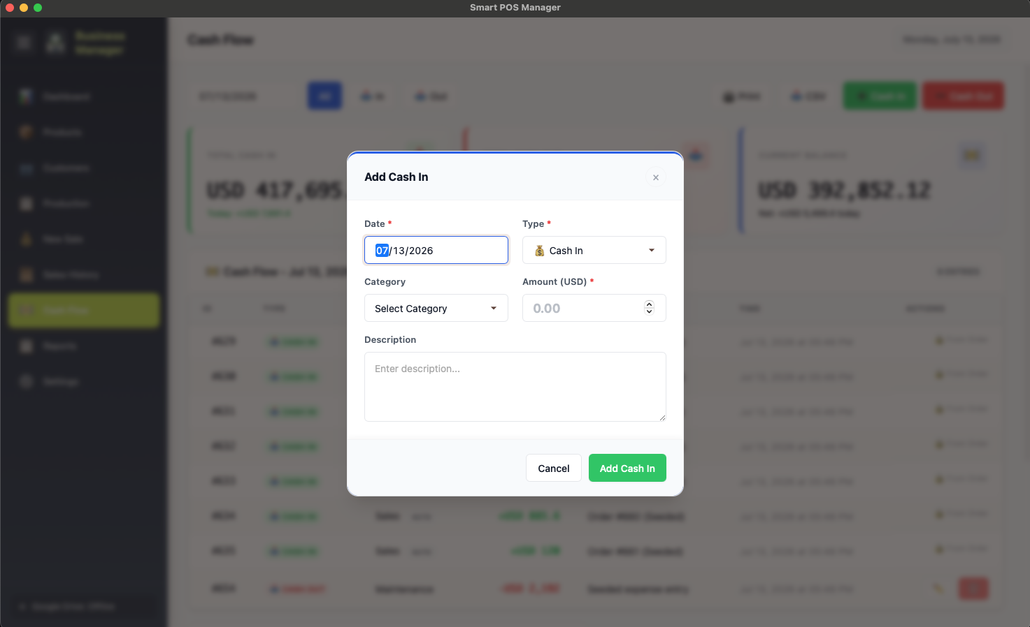 Comprehensive Cash Flow screenshot 3
